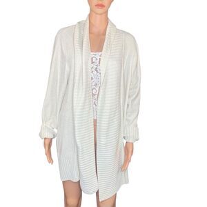 Seven7 Off White Open Front Cardigan Sweater Women Size 1X Oversized Long Length